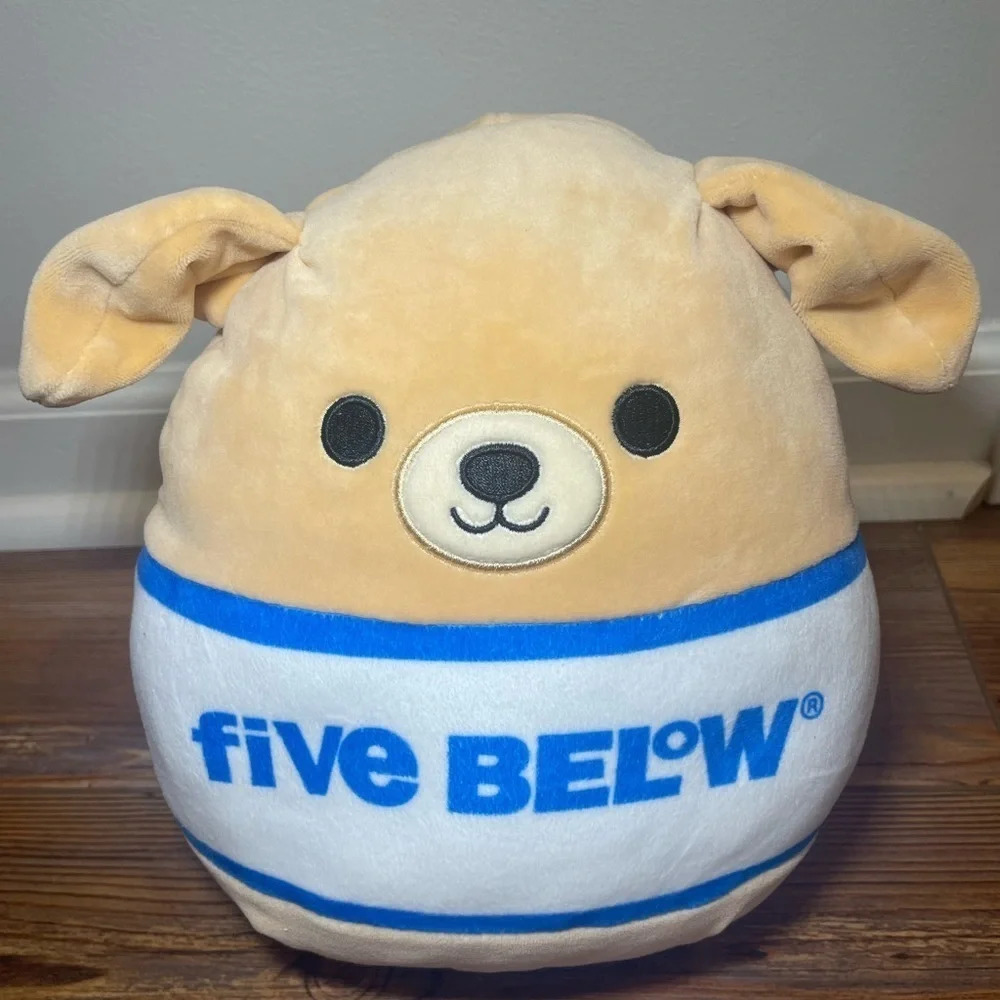 Spencer the Dog Squishmallows Tan White Blue Stuffy Stuffed Animal Toy Kids